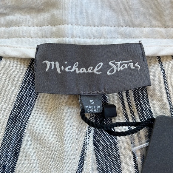 NWT Michael Stars Vertical Stripe Linen Wide Leg Pant Ivory & Chambray S 4/6 - Picture 9 of 14
